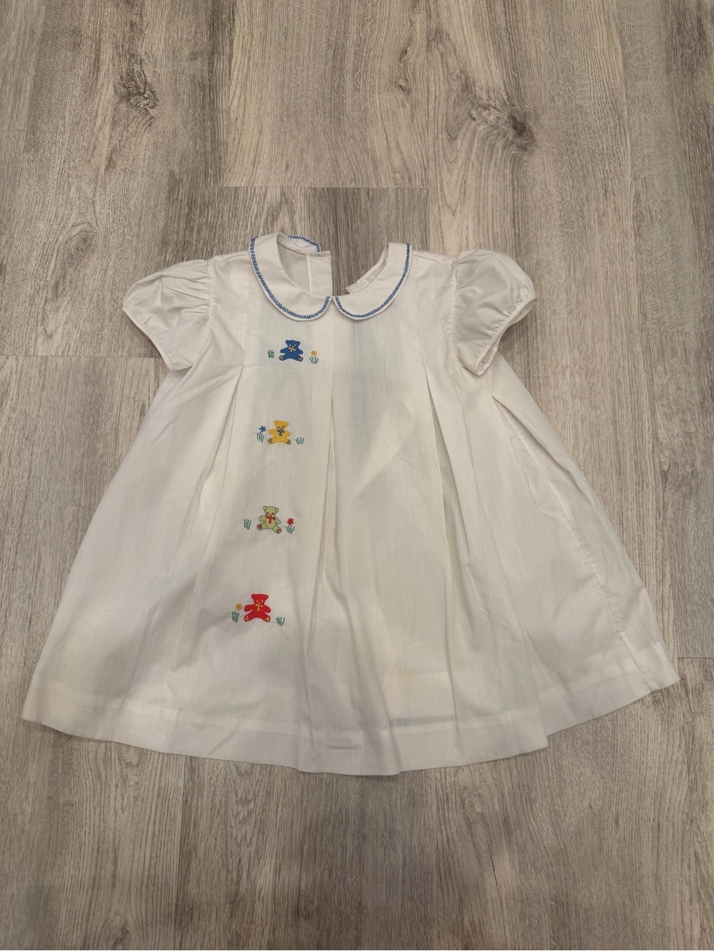 Vintage Imperial Madeira Portugal Teddy Bear Embroidered Dress Size 4